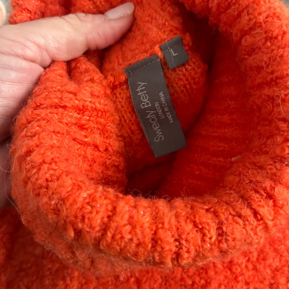 Sweaty Betty Vibrant Orange Chunky Knitwear turtleneck sweater Size Large warm - Picture 3 of 5